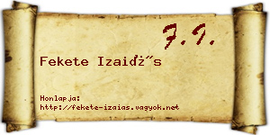 Fekete Izaiás névjegykártya